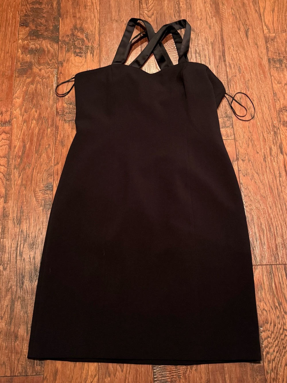 Leslie Fay Black Cross-Strap Mini Dress